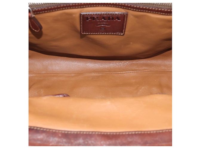 PRADA Tote Bag Leder Braun Silber - Ansicht 11