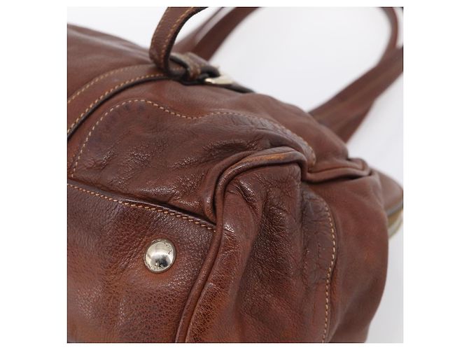 PRADA Tote Bag Leder Braun Silber - Ansicht 9