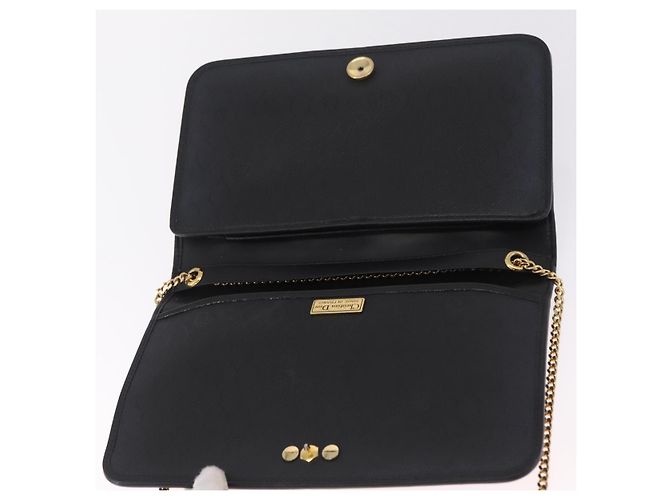 Christian Dior Chain Shoulder Bag Leather Black Gold - vista 15