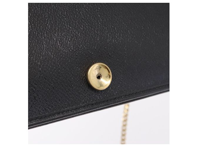 Christian Dior Chain Shoulder Bag Leather Black Gold - vista 17