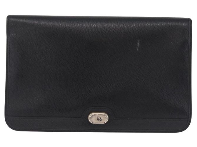 Christian Dior Chain Shoulder Bag Leather Black Gold - vista 2