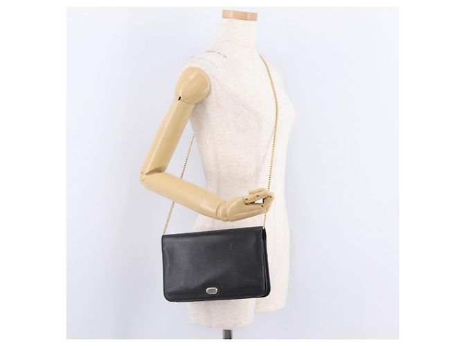 Christian Dior Chain Shoulder Bag Leather Black Gold - vista 23
