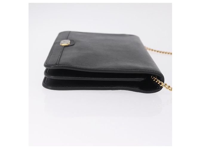 Christian Dior Chain Shoulder Bag Leather Black Gold - vista 4