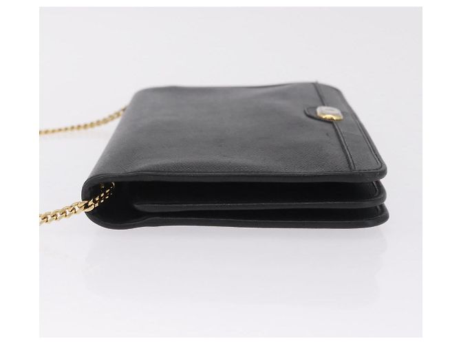 Christian Dior Chain Shoulder Bag Leather Black Gold - vista 5