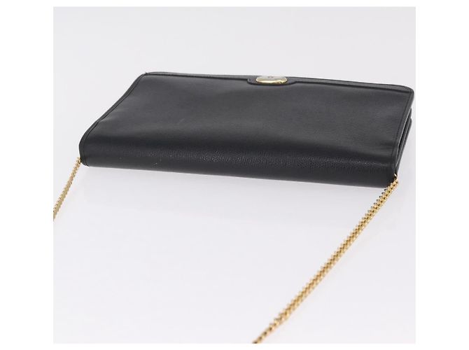 Christian Dior Chain Shoulder Bag Leather Black Gold - vista 6