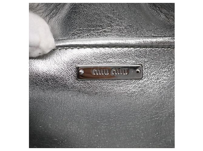 Miu Miu Matelassé Schultertasche Leder Silver - Ansicht 18