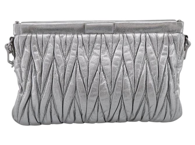 Miu Miu Matelassé Schultertasche Leder Silver - Ansicht 2