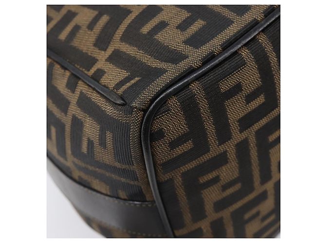 FENDI Zucca Canvas Vanity Cosmetic Pouch Brown Gold Tone - vista 17