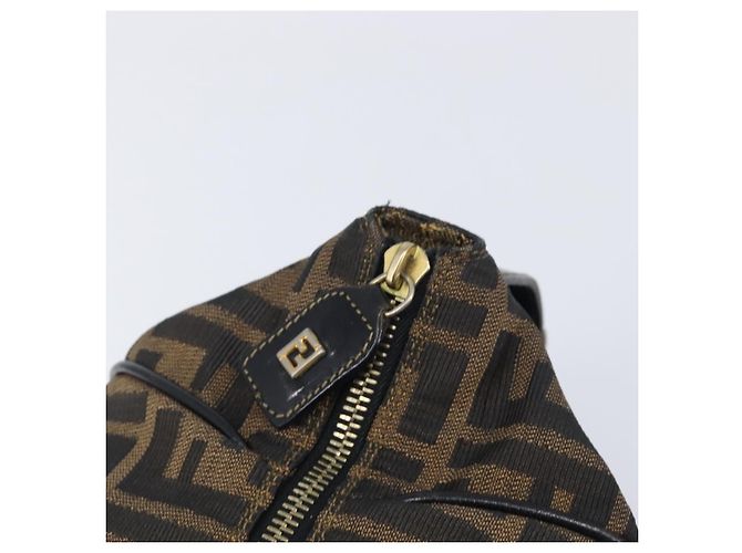 FENDI Zucca Canvas Vanity Cosmetic Pouch Brown Gold Tone - vista 19