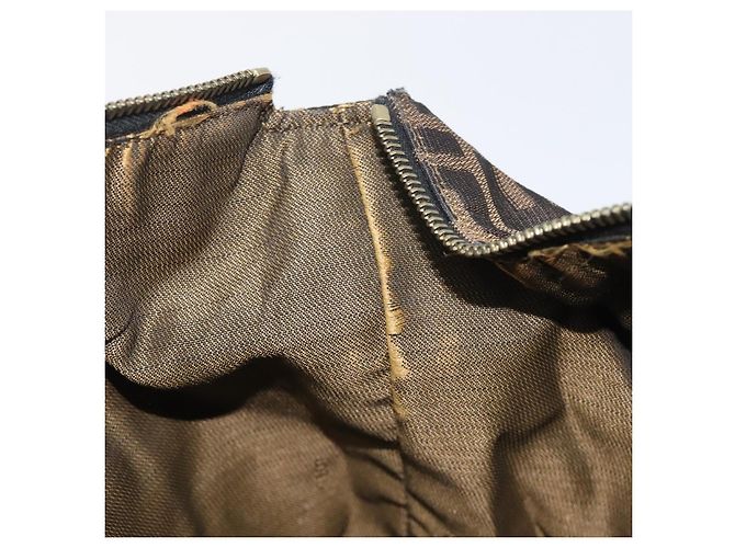 FENDI Zucca Canvas Vanity Cosmetic Pouch Brown Gold Tone - vista 23