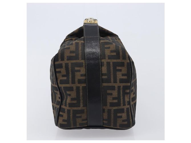 FENDI Zucca Canvas Vanity Cosmetic Pouch Brown Gold Tone - vista 3