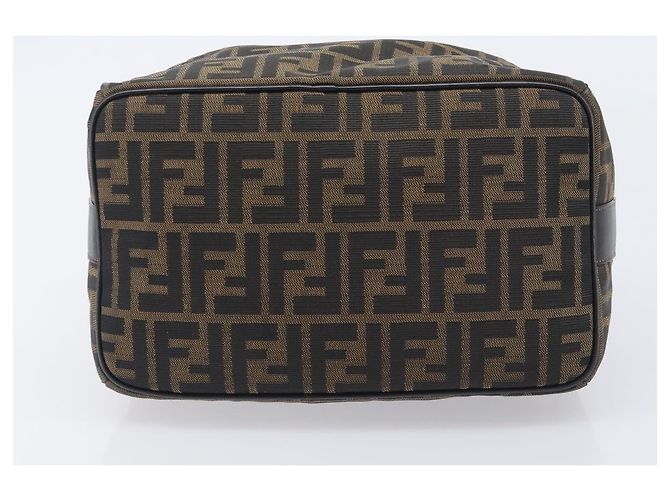 FENDI Zucca Canvas Vanity Cosmetic Pouch Brown Gold Tone - vista 5