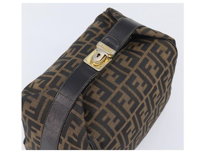 FENDI Zucca Canvas Vanity Cosmetic Pouch Brown Gold Tone - vista 6