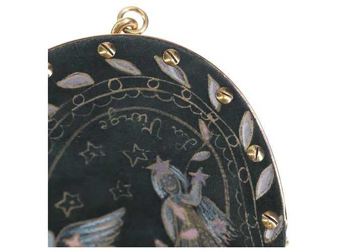 Christian Dior Chain Shoulder Bag Suede Black Gold - vista 19