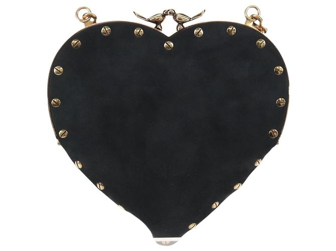 Christian Dior Chain Shoulder Bag Suede Black Gold - vista 2