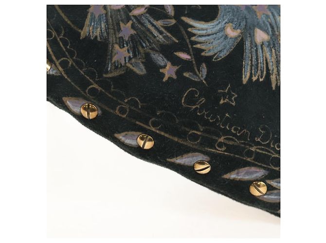 Christian Dior Chain Shoulder Bag Suede Black Gold - vista 20