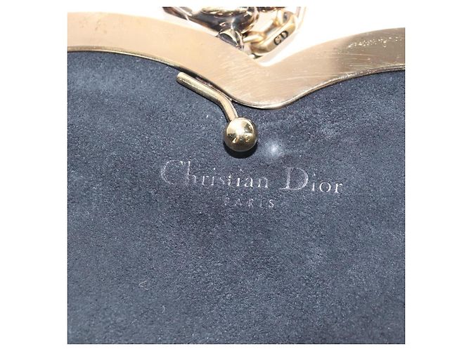 Christian Dior Chain Shoulder Bag Suede Black Gold - vista 22