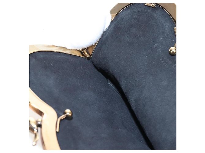 Christian Dior Chain Shoulder Bag Suede Black Gold - vista 24