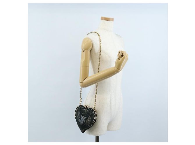 Christian Dior Chain Shoulder Bag Suede Black Gold - vista 25