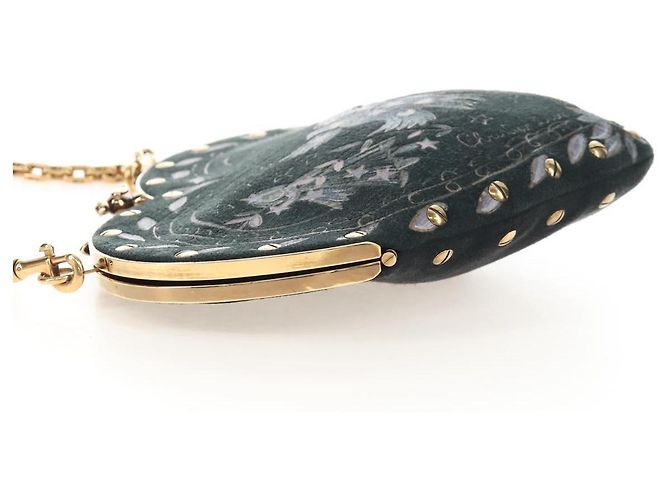 Christian Dior Chain Shoulder Bag Suede Black Gold - vista 3