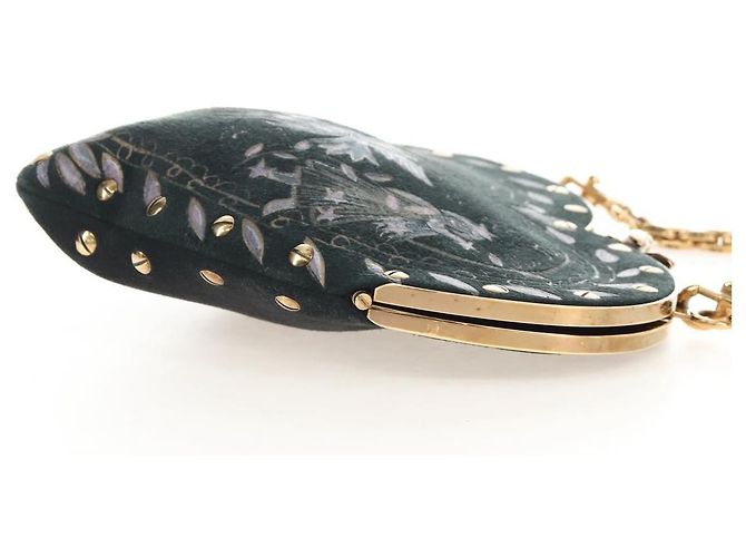 Christian Dior Chain Shoulder Bag Suede Black Gold - vista 4