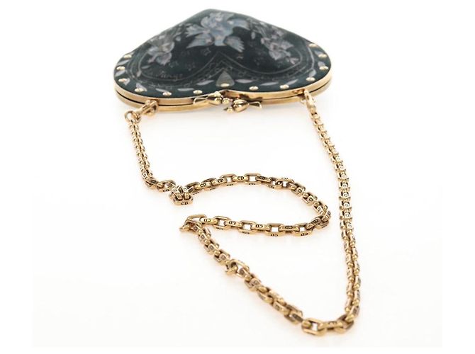 Christian Dior Chain Shoulder Bag Suede Black Gold - vista 7