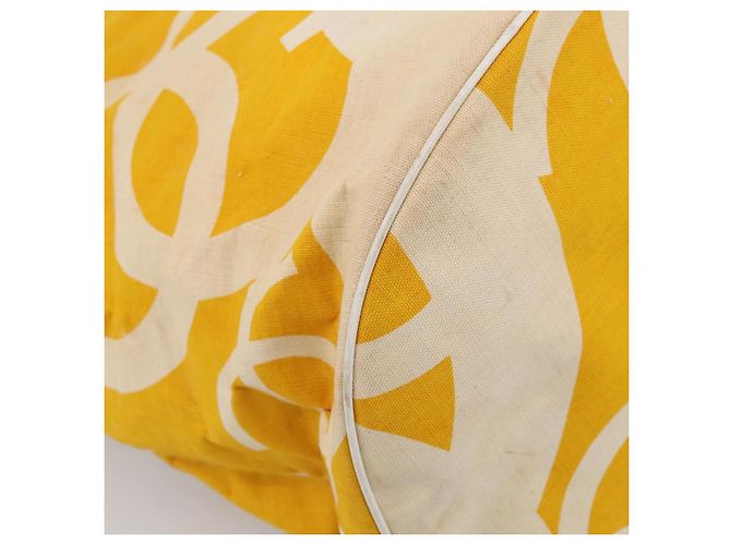 CHANEL Drawstring Chain Shoulder Bag Canvas Yellow Gold Tone CC - vista 13