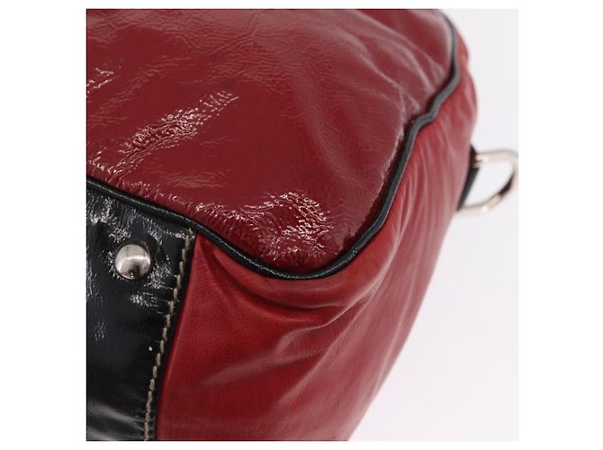 Sac à main GUCCI en cuir rouge argenté - vue 15