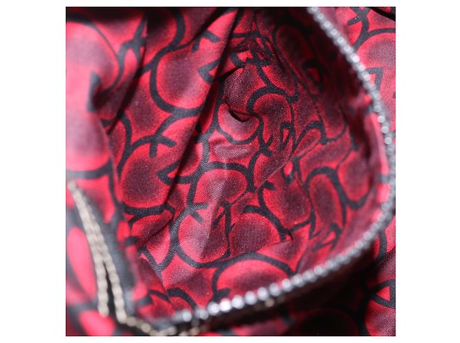 Sac à main GUCCI en cuir rouge argenté - vue 23