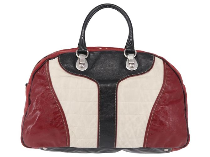 Sac à main GUCCI en cuir rouge argenté - vue 3