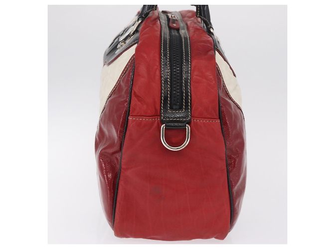 Sac à main GUCCI en cuir rouge argenté - vue 5
