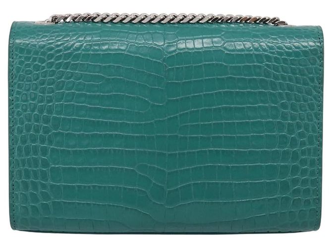 Autre Marque Saint Laurent Sac à chaîne Kate Cuir effet croco Vert Argent - vue 2