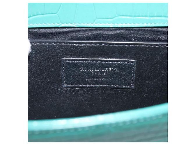 Autre Marque Saint Laurent Sac à chaîne Kate Cuir effet croco Vert Argent - vue 22