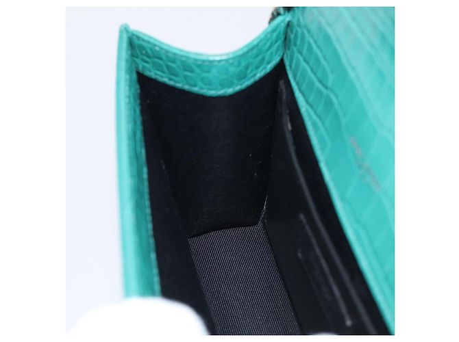 Autre Marque Saint Laurent Sac à chaîne Kate Cuir effet croco Vert Argent - vue 24