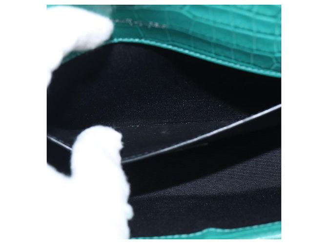 Autre Marque Saint Laurent Sac à chaîne Kate Cuir effet croco Vert Argent - vue 25
