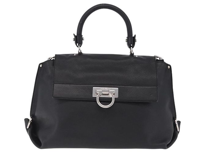 Salvatore Ferragamo Sofia Gancini Bag Leather 2way Black Silver - vista 2