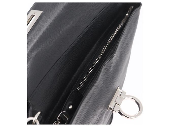 Salvatore Ferragamo Sofia Gancini Bag Leather 2way Black Silver - vista 21