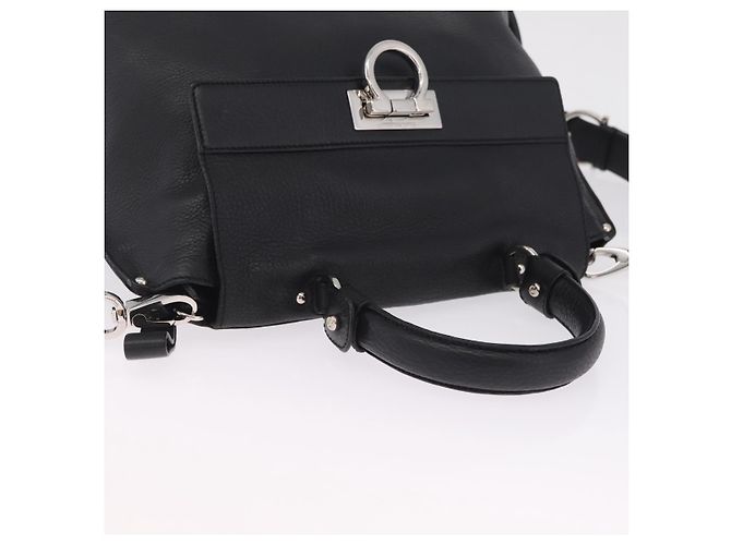 Salvatore Ferragamo Sofia Gancini Bag Leather 2way Black Silver - vista 6