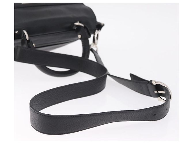 Salvatore Ferragamo Sofia Gancini Bag Leather 2way Black Silver - vista 9