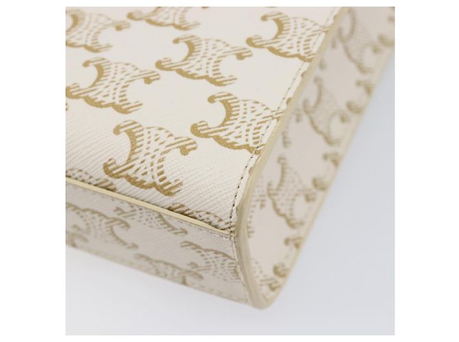 Céline CELINE Triomphe Mini Vertical Cabas Mala de Mão PVC 2way Ivory Gold - vista 18