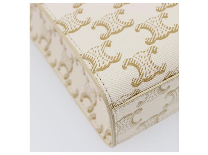 Céline CELINE Triomphe Mini Vertical Cabas Mala de Mão PVC 2way Ivory Gold - vista 19