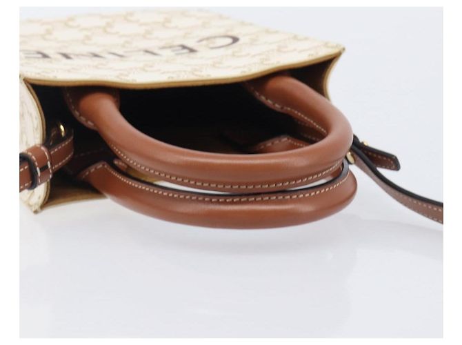 Céline CELINE Triomphe Mini Vertical Cabas Mala de Mão PVC 2way Ivory Gold - vista 7