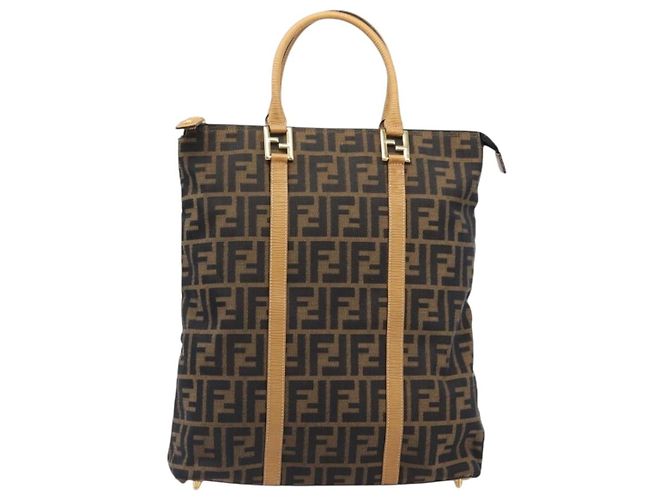 FENDI Zucca Canvas Hand Bag Black Brown - vista 2