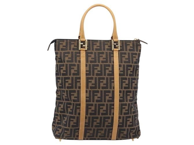 FENDI Zucca Canvas Hand Bag Black Brown - vista 3