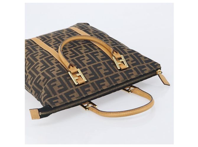 FENDI Zucca Canvas Hand Bag Black Brown - vista 6