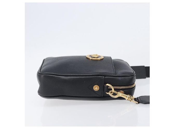 VERSACE Shoulder Bag Leather Black Gold - vista 3
