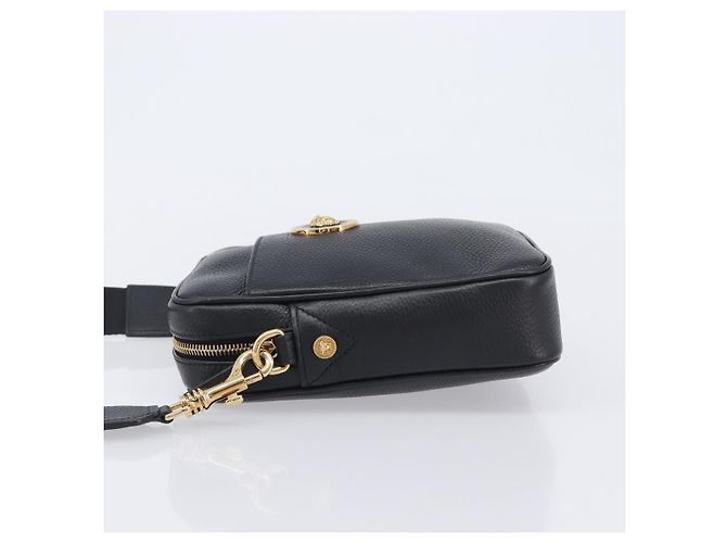 VERSACE Shoulder Bag Leather Black Gold - vista 4