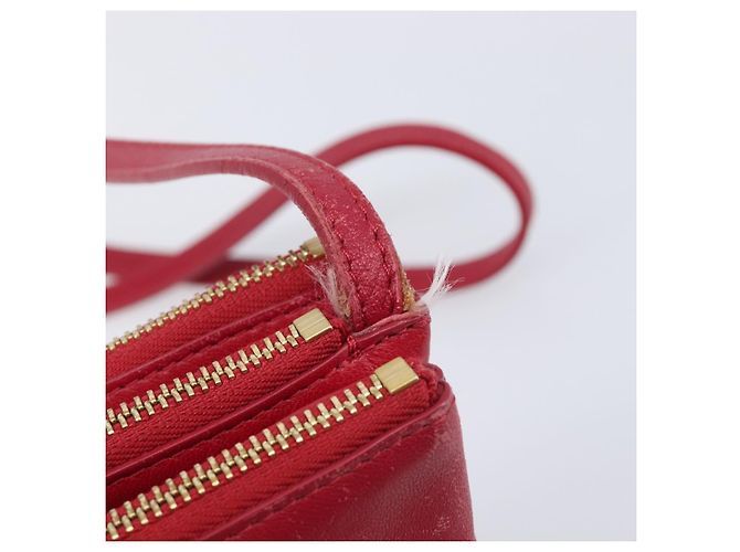 Céline CELINE Trio Shoulder Bag Leather Red Gold Tone - vista 10