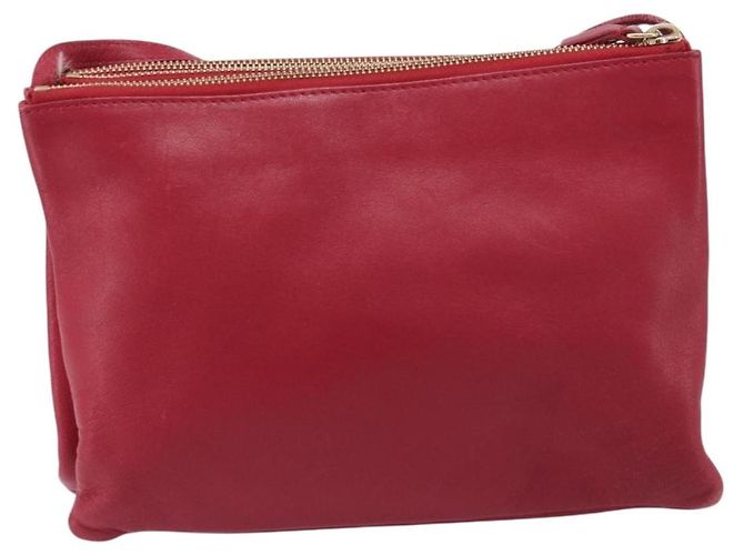 Céline CELINE Trio Shoulder Bag Leather Red Gold Tone - vista 2