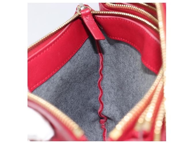 Céline CELINE Trio Shoulder Bag Leather Red Gold Tone - vista 21